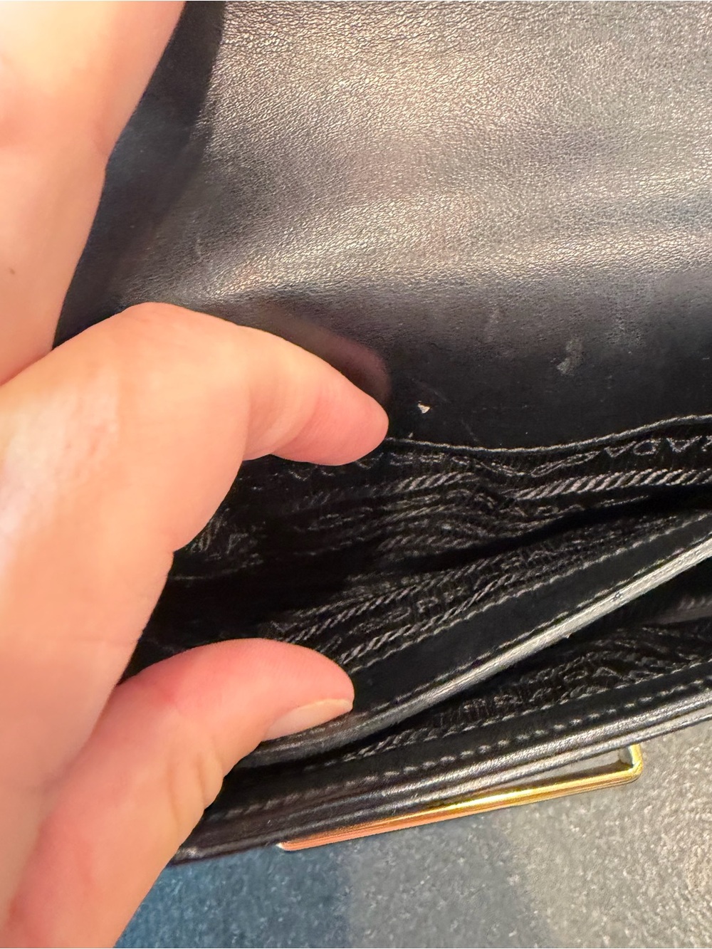 Prada Sidonie Black Saffiano Leather Gold Chain Shoulder Crossbody Designer Bag - Picture 12 of 17